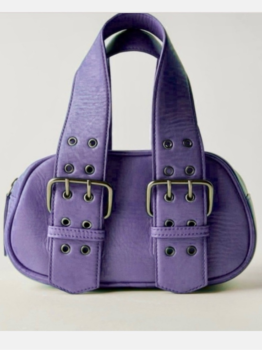 Free People Say Yes Purple Lavender Handbag Mini Faux Leather Vegan Buckle Bag - Picture 7 of 7